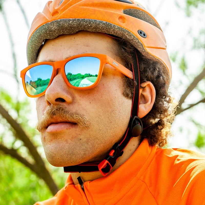Goodr Donkey Goggles Polarized Sunglasses, Medium Sized (OG), Orange Translucent Frame with Blue Mirrored Reflective Lenses, UV400 Protection, No Slip, No Bounce - Image 3